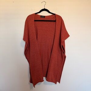 Eskandar Cotton Shawl Wrap Cardigan Coral Orange One Size